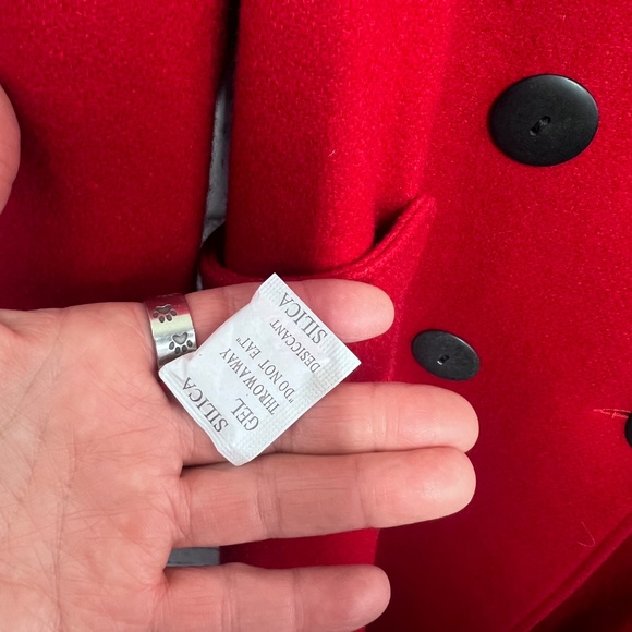 NWOT VINTAGE |•PARIS SPORT CLUB•| Statement Long Red Wool Black Leather Sz 11/12 - Picture 12 of 15